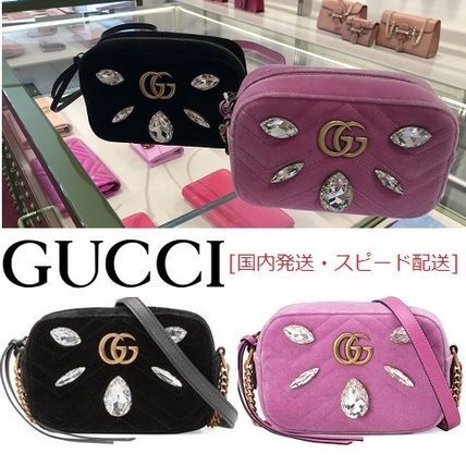 GUCCI GG Marmont Casual Style Chain Party Style With Jewels Elegant Style 