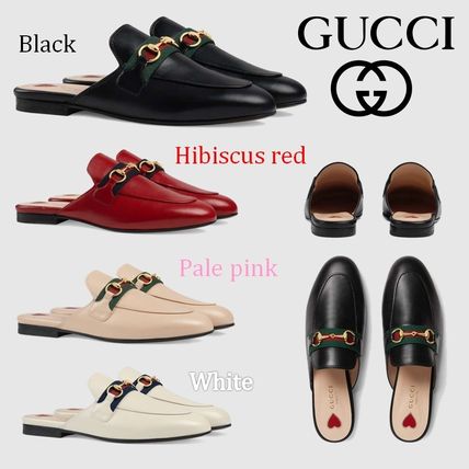 GUCCI Princetown 2020 SS Plain Toe Casual Style Plain Leather Elegant Style Slippers 
