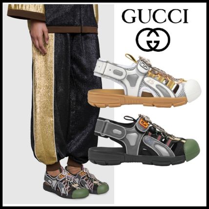 GUCCI Casual Style Leather Logo Sandals 571557 98D10 8475571557 98D10 8461 