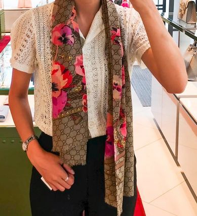 GUCCI 2018 19AW Wool Silk KnitFur Scarves