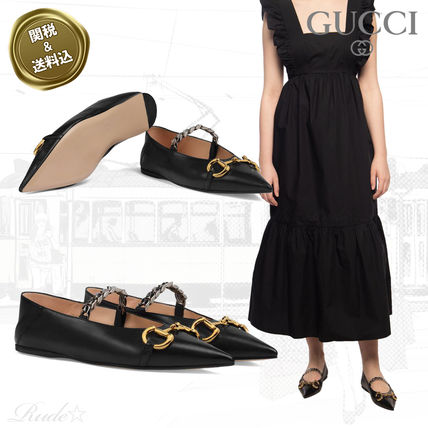 GUCCI WomenS Leather Ballet Flat With Horsebit