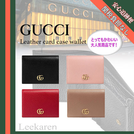 GUCCI GG Marmont 2020 SS Unisex Calfskin Plain Leather Folding Wallet Small Wallet 