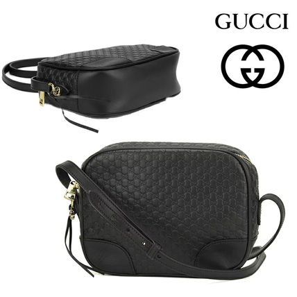 GUCCI Plain Leather Party Style Elegant Style Logo Shoulder Bags 