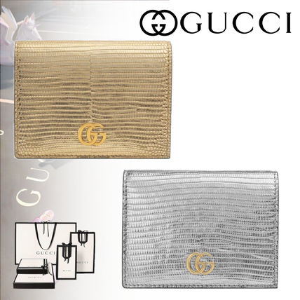 GUCCI GG Marmont 2019 20AW Gg Marmont Lizard Card Case Wallet