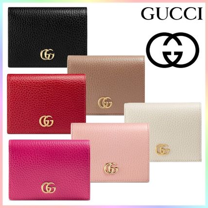 GUCCI Plain Folding Wallet Logo Card Holders 