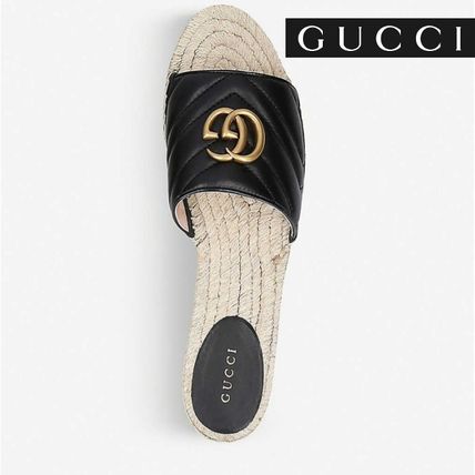 GUCCI Platform Casual Style Plain Logo PlatformWedge Sandals 