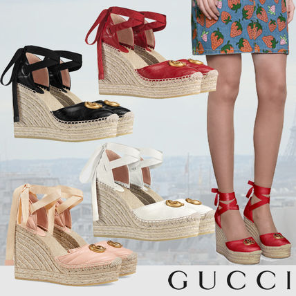 GUCCI 2020 SS Platform Casual Style Plain Leather Logo