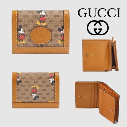 GUCCI 2020 Cruise Canvas Leather Folding Wallet Logo Folding Wallets 