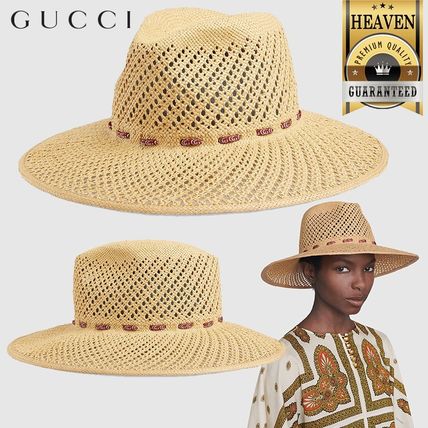 GUCCI 2020 SS Straw Effect Wide Brim Hat