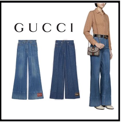 GUCCI 2019 20AW Denim Street Style Cotton Long Logo Jeans