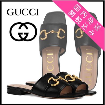 GUCCI 2020 21AW WomenS Leather Slide Sandal With Horsebit Stile