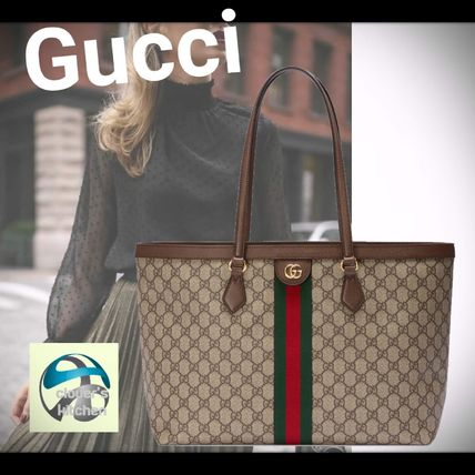 GUCCI Ophidia Stripes Monogram Casual Style Canvas Blended Fabrics A4