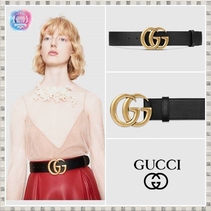 GUCCI 2019 SS Wide Leather Belt With Double G Buckle