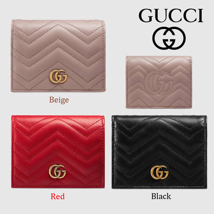 GUCCI GG Marmont 2018 19AW Dusty Pink Leather Gg Marmont Card Case Wallet 
