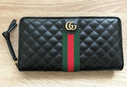 GUCCI Stripes Flower Patterns Blended Fabrics Plain Leather 