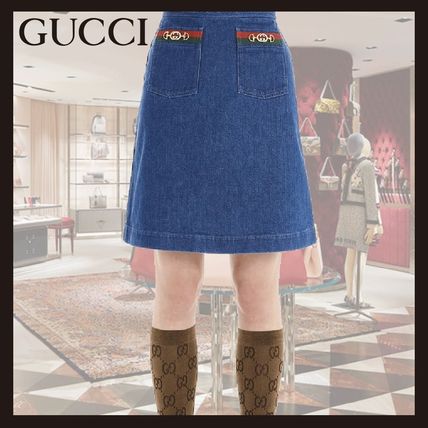 GUCCI 2020 SS Flared Skirts Short Denim Plain Mini Skirts 