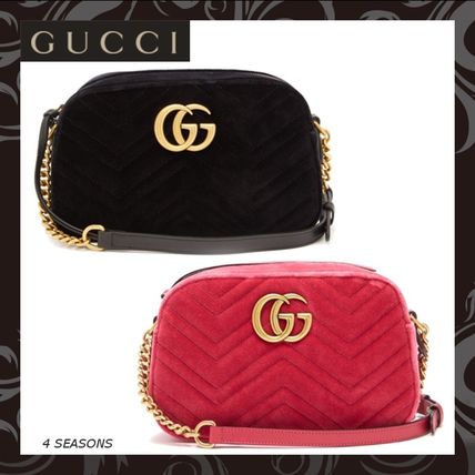 GUCCI GG Marmont 2018 19AW 2WAY Plain Leather Crossbody Shoulder Bags 