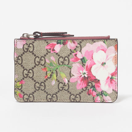 GUCCI Flower Patterns PVC Clothing Logo Coin Cases