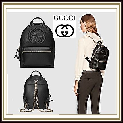 GUCCI Soho 2018 SS Monogram Casual Style Leather Backpacks 
