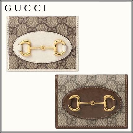 GUCCI 1955 Horsebit Monogram Canvas Leather Folding Wallet Small Wallet