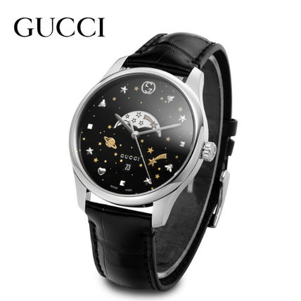 GUCCI Casual Style Unisex Street Style Leather Round
