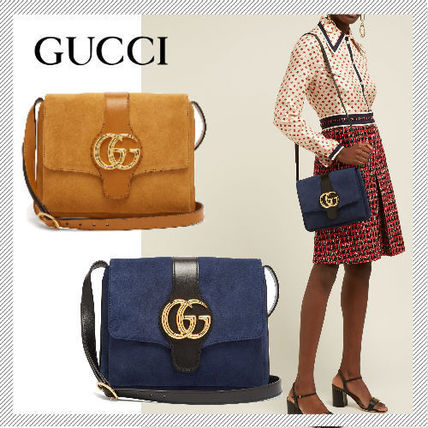 GUCCI Arli 2018 19AW Suede Plain Elegant Style Crossbody Logo Shoulder Bags 