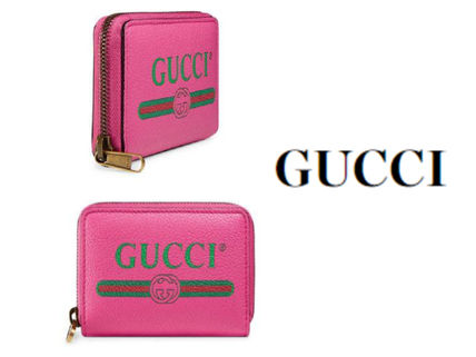 GUCCI Gucci 496319 Print leather card case pink