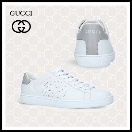 GUCCI Ace Casual Style Unisex Street Style Logo Low Top Sneakers 