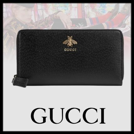 GUCCI 2020 SS Animalier Leather Zip Around Wallet