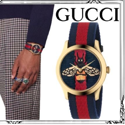 GUCCI Unisex Round Quartz Watches Analog Watches 