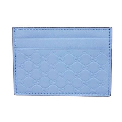 GUCCI Plain Leather Logo Card Holders 