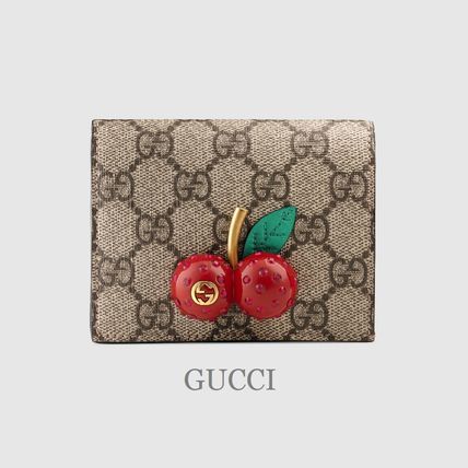 GUCCI Monogram Canvas Leather With Jewels Folding Wallet 