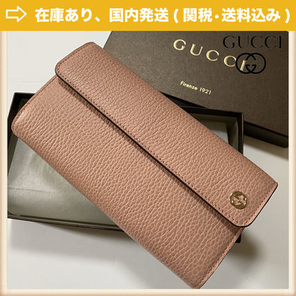 GUCCI Unisex Plain Logo Long Wallets