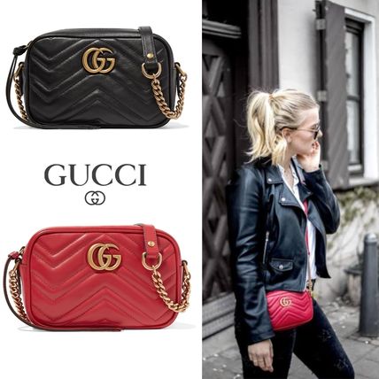 GUCCI GG Marmont Casual Style Street Style Plain Shoulder Bags 