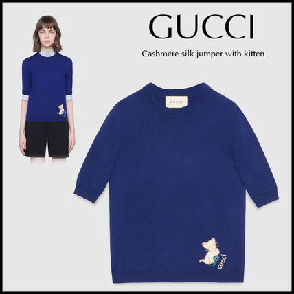 GUCCI 2020 21AW Cashmere Silk Jumper With Kitten