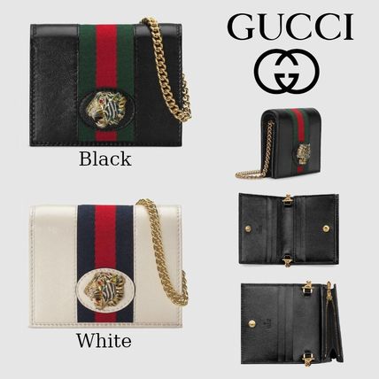 GUCCI 2019 SS Stripes Leather Folding Wallet Folding Wallets 
