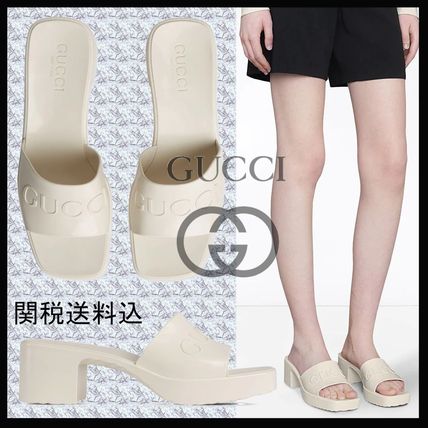 GUCCI 2020 21AW Open Toe Square Toe Rubber Sole Casual Style Plai