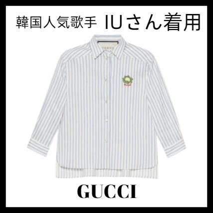 GUCCI 2020 21AW Stripes Casual Style Linen Cropped Cotton Office Style Logo 