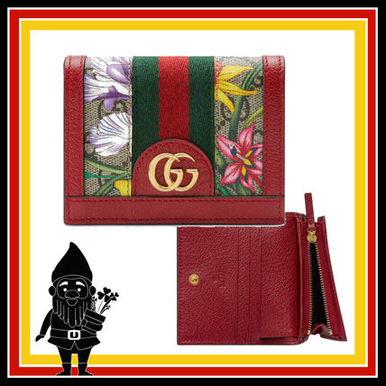 GUCCI GG Marmont Flower Patterns Monogram Folding Wallet Logo Folding Wallets 