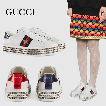 GUCCI Ace Platform Casual Style Street Style Other Animal Patterns 