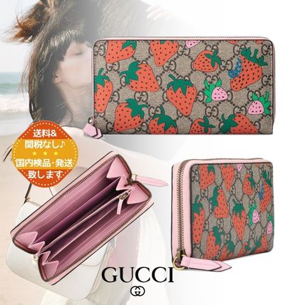 GUCCI Monogram Canvas Leather Long Wallet Logo Long Wallets 