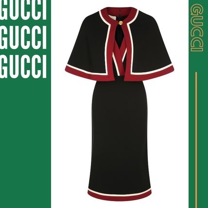 GUCCI V Neck Medium Short Sleeves Party Style Office Style 