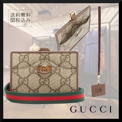 GUCCI Ophidia Canvas Logo Card Holders 