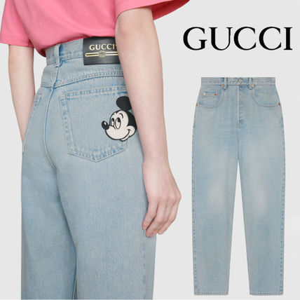 GUCCI 2020 Cruise Denim Plain Other Animal Patterns Cotton Long Logo Jeans 