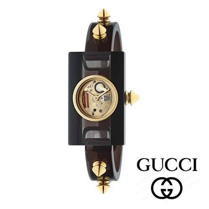 GUCCI Studded Silicon Quartz Watches Stainless Analog Watches 