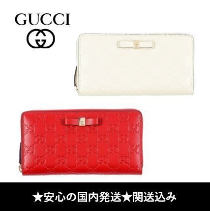 GUCCI Unisex Plain Long Wallet Logo Long Wallets 