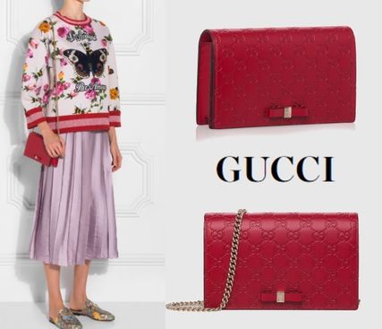 GUCCI GUCCI Guccissima Signature Mini Chain Bag Hibiscus Red 431408 