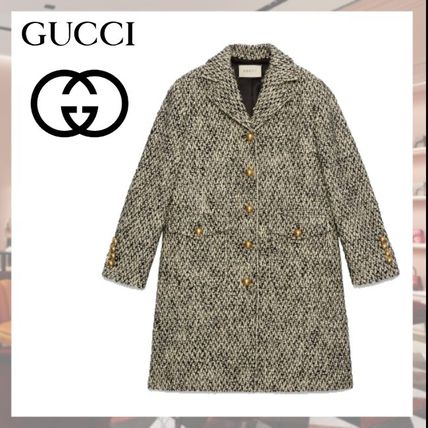 GUCCI 2019 20AW Tweed Coat With Double