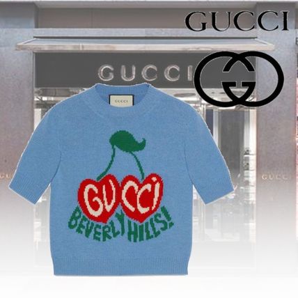 GUCCI 2020 21AW Crew Neck Short Casual Style Wool Rib Short Sleeves