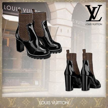 Louis Vuitton Monogram Casual Style Faux Fur Street Style Leather